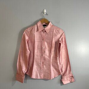 Dolce & Gabbana 100% Raw Silk Button Down Blouse w/ Crystal Buttons